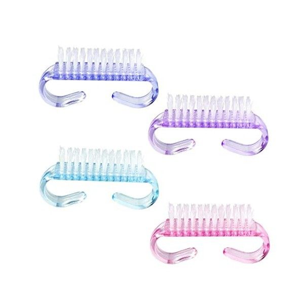 PKOUVOO 4 Pièces Brosse Ongles à Manche Brosse de Nettoyage pour Récurer Les Ongle Brosses à Ongles, Brosse de nettoyage des 