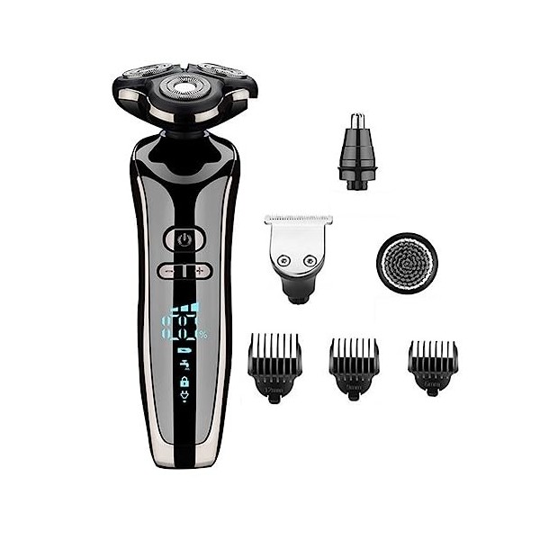 Happlignly 1 Set Argent Électrique Rasoir 4D Électrique Barbe Tondeuse Cheveux Tondeuse Adulte Raser