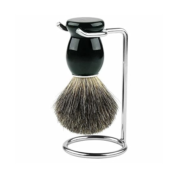 CRODY Simplicité Supports de Brosse de Rasoir véritable pour Hommes, Support de Rasage de Brosse à Cheveux en Poils de Blaire