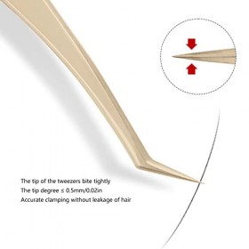 Ensemble de pinces à épiler en acier inoxydable doré nacré pour extensions de cils