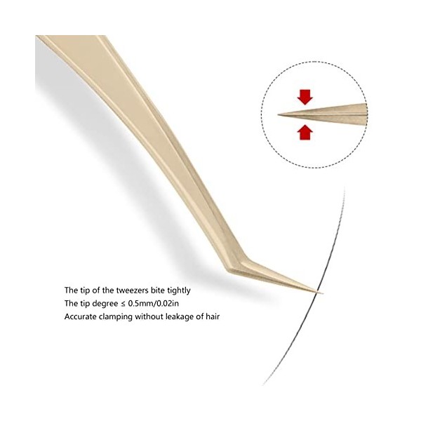 Ensemble de pinces à épiler en acier inoxydable doré nacré pour extensions de cils