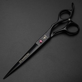 XUANFNEG Lot de 4 ciseaux de coupe noirs de 17,8 cm, peigne en acier, ciseaux à plier et ciseaux à effiler fabriqués en acier...