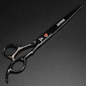 XUANFNEG Lot de 4 ciseaux noirs pour animaux de compagnie de 17,8 cm, ciseaux à plier et ciseaux à effiler en acier 6cr13 Ras...