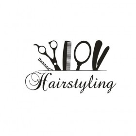 Logo de coiffure vinyle mur fenêtre autocollant ciseaux peigne miroir outils sticker mural Salon de coiffure décor Babershop 