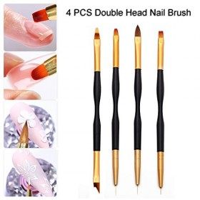 Yoezuo 4 pièces Pinceau Ongle Nail Art, Pinceaux à Ongles, Double Extrémité Nail Art Design Pinceaux Double Tête Pinceaux à O