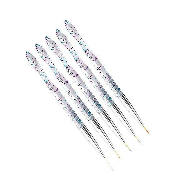 SAVITA 5pcs 7/9/11/15/20mm Ensemble de Pinceaux à Ongles, on Acrylique Cristal Pinceau Doublure Nail Art Tête de Brosse en Ny