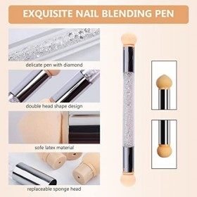 Nail Art Brosse Éponge,Double Tête Brosse éponge Outil,Sponge Gradient,Pinceaux a Ongles pour Nail Art,Accessoires pour Ongle