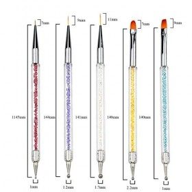 Jinlaili 5PCS Nail Art Liner Brush, Double Extrémité Pinceau Ongle Gel Nail Art, Nail Art Pinceau Liner, Stylo à Ongles en Cr