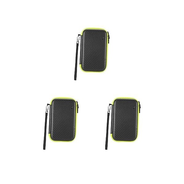 Lot de 3 étuis de protection portables pour rasoir électrique pour homme, noir, 20 x 12,6 x 6,5 cm