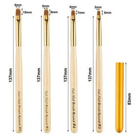 4Pcs Pinceau Nail Art Ongles avec un Couvercle Brosses à Ongles Gel, Pinceau à Ongle pour Gel UV Nail Art