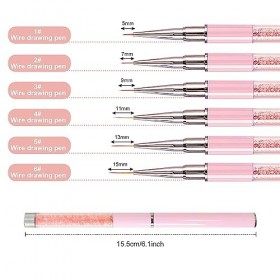 5/7/9/11/15/20mm Pinceaux en Détail à Ongles, Pinceau Nail Art Ongles, Pinceaux Peinture Professionnels Détail Ensemble de Pi