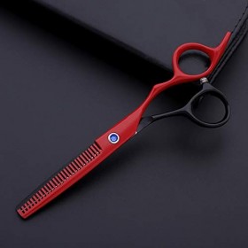 Ciseaux de coupe de cheveux, professionnels 6cr 6 ciseaux à cheveux rouges et noirs coupant les ciseaux de coupe de cheveu