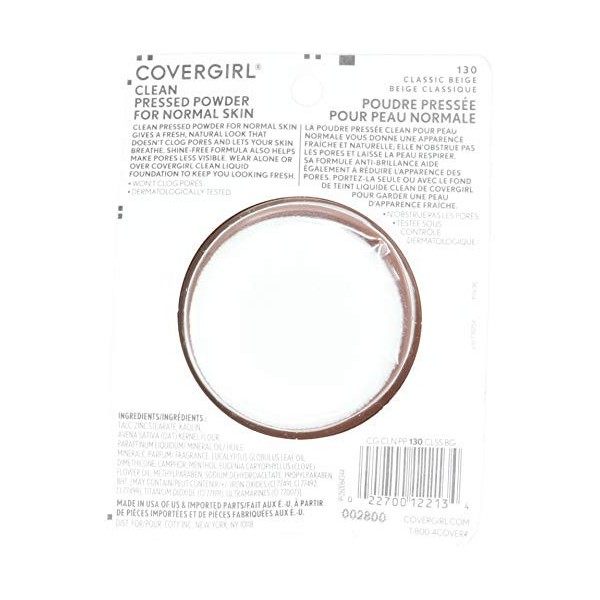 CoverGirl Clean Pressed Powder Classic Beige N 130, 0.39 Ounce Pan by CoverGirl