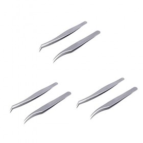 FRCOLOR 6 Pièces Pince À Épiler Cils Pince À Épiler Pour Faux Cils Pince À Épiler Pour Faux Cils Pince À Épiler En Acier Inox