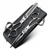XUANFENG Black Jewel Lot de 2 ciseaux de coupe et ciseaux à effiler pour la maison ou le barbier en acier 440C