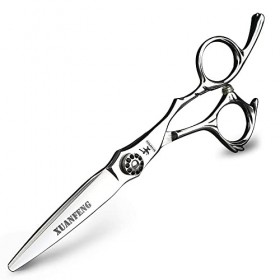 XUANFENG Black Jewel Lot de 2 ciseaux de coupe et ciseaux à effiler pour la maison ou le barbier en acier 440C Rasage et Épil...