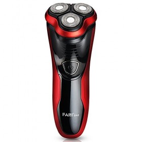 Rasoir Electrique Homme, FARI Rechargeable Tondeuse Barbe Etanche Technologie Wet & Dry Avec 3D Têtes Rotatives, Noir