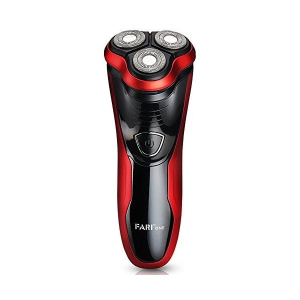 Rasoir Electrique Homme, FARI Rechargeable Tondeuse Barbe Etanche Technologie Wet & Dry Avec 3D Têtes Rotatives, Noir