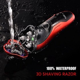 Rasoir Electrique Homme, FARI Rechargeable Tondeuse Barbe Etanche Technologie Wet & Dry Avec 3D Têtes Rotatives, Noir