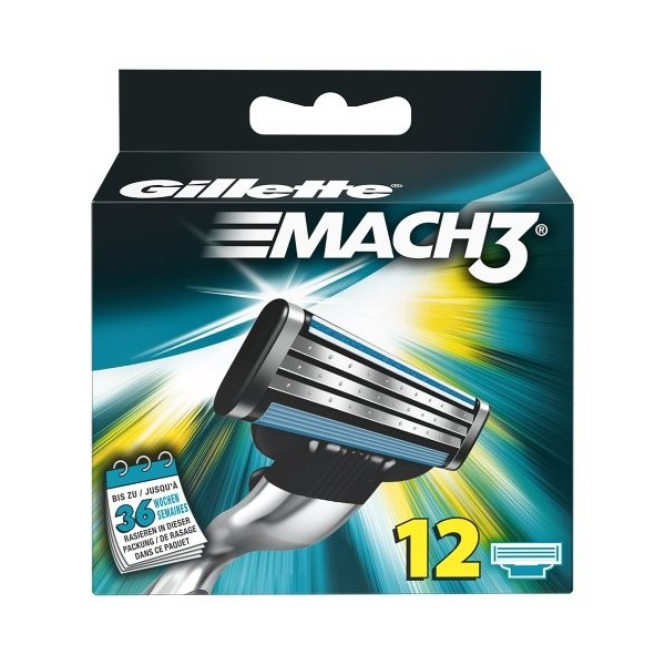 Gillette - Ancienne version - Mach3 - Lames de rasoir - 12 recharges