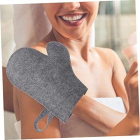EVANEM 2pcs Gants de sauna en feutre Serviettes de bain grises Épurateur de nettoyage Épurateurs de dos en feutre blanc Servi