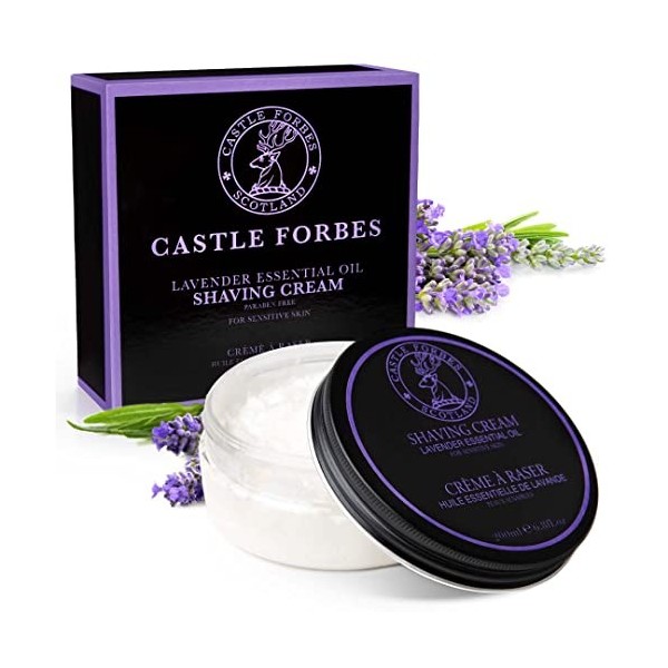 Castle Forbes Crème à raser à lhuile essentielle de lavande, 200 g