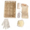 Healifty Bain Luffa Éponge Laveur Gants De Douche De Toilette Exfoliant Pied Pierre Avec Rangement Panier Pour La Douche Corp