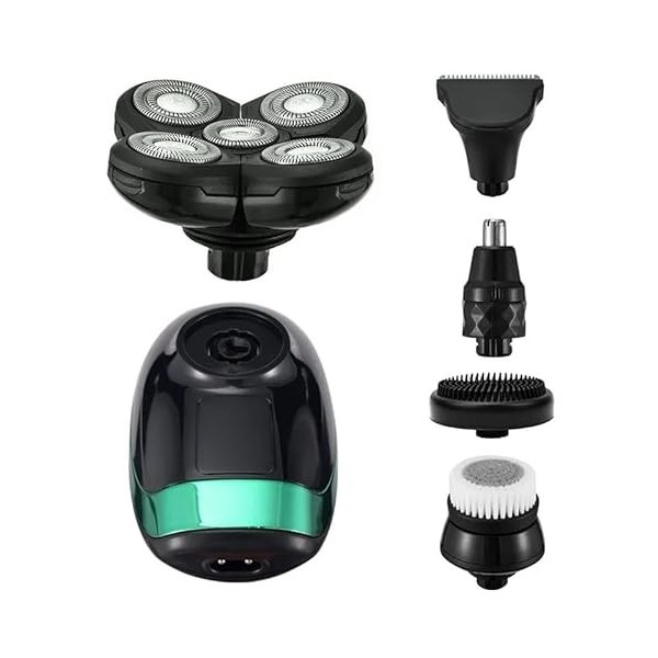 Rasoir électrique rechargeable 5 en 1 4D pour homme avec 5 têtes flottantes pour barbe, nez, oreilles, rasoir, tondeuse pour 