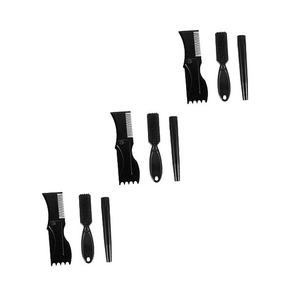 minkissy 3 Ensembles De Stylos De Remplissage De Barbe Pour Hommes Costumes Noirs Brosse Pour Hommes Kit De Mise Bas Finition