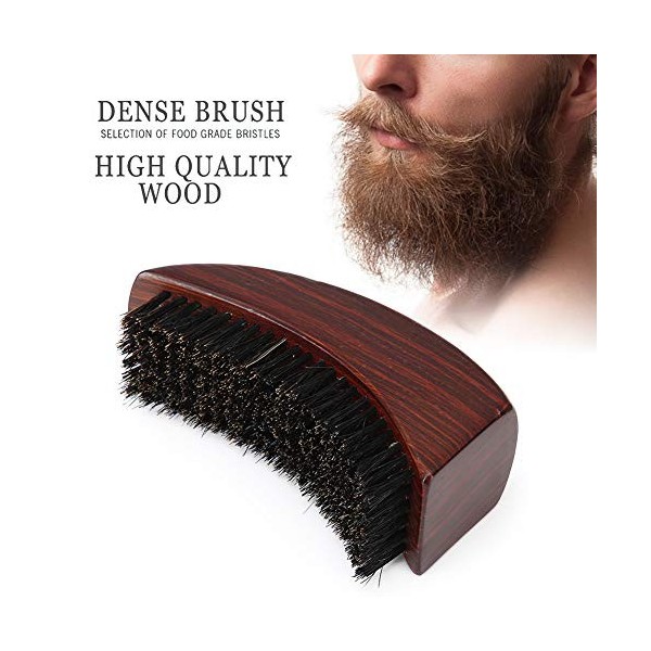 Brosse à barbe for hommes, brosse à poils de tête dhuile anti-frisottis Massage du visage Moustache Brosse incurvée Moustach