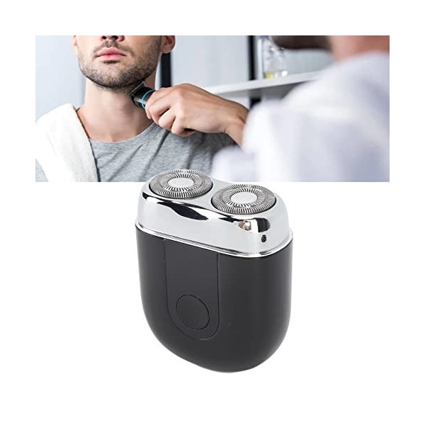 CUTULAMO Tondeuse à Barbe électrique, Tondeuse à Barbe électrique de Type C ABS Lavable Portable pour Le Voyage Noir 