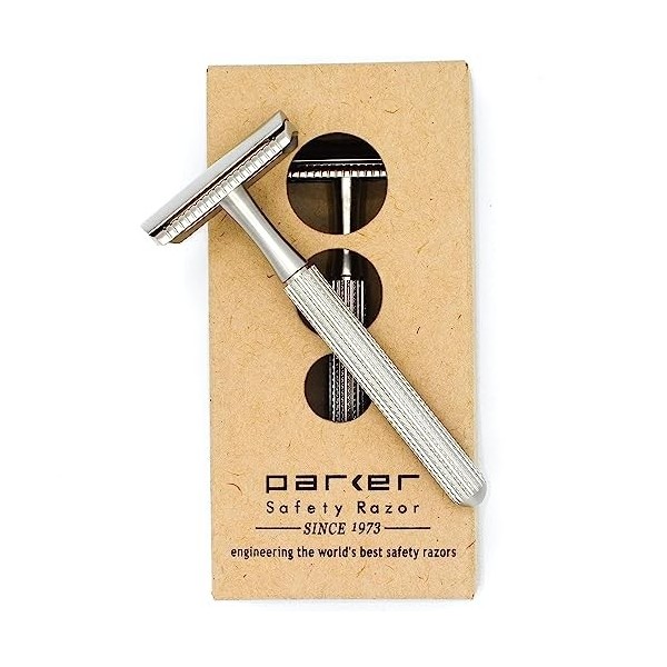 Parker Safety Razor, Model 78R Rasoir de sécurité à peigne fermé 3 pièces Chromé satiné