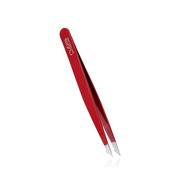 Rubis Evolution 2 en 1 – Pince à épiler pointue pour poils incarnés – Pince à épiler – Épiler les sourcils – Rouge avec croix