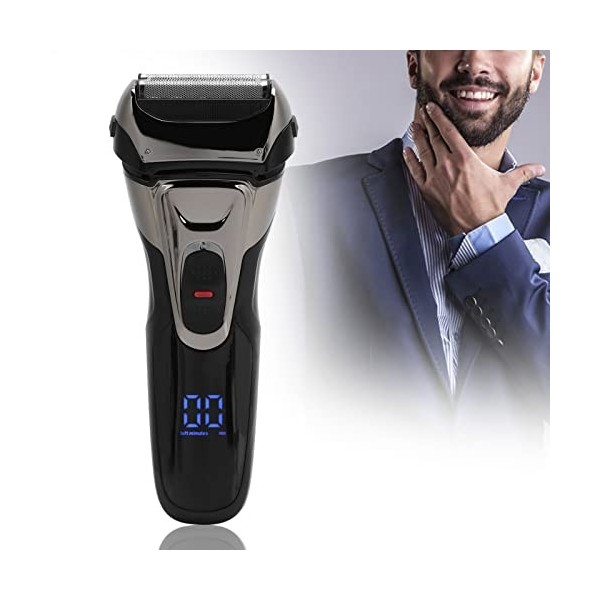 Rasoir électrique pour Hommes, Tondeuse électrique Professionnelle étanche avec Système à Trois Couteaux, Tondeuse à Barbe à 