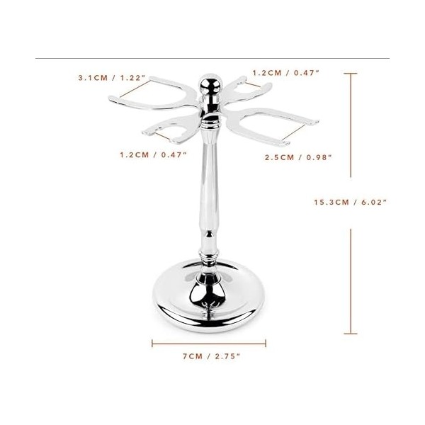 GHQYP Pratique Supports de Brosse de Rasoir pour Hommes, Support de Brosse de Rasage en Acier Inoxydable à 4 Broches de Mode,