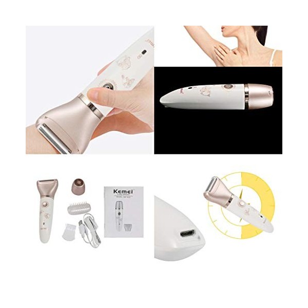 barenx Rasoir électrique pour femme - Sans douleur - Épilateur sans fil étanche et rechargeable - Pour le visage, les jambes,