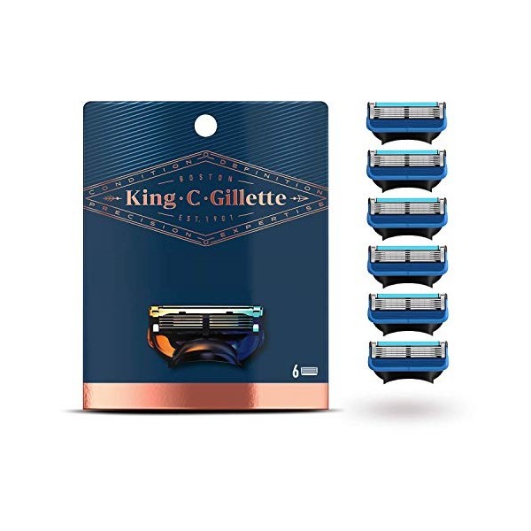 King C.Gillette Lames de rasoir pour homme pour le cou, 6 lames de rechange