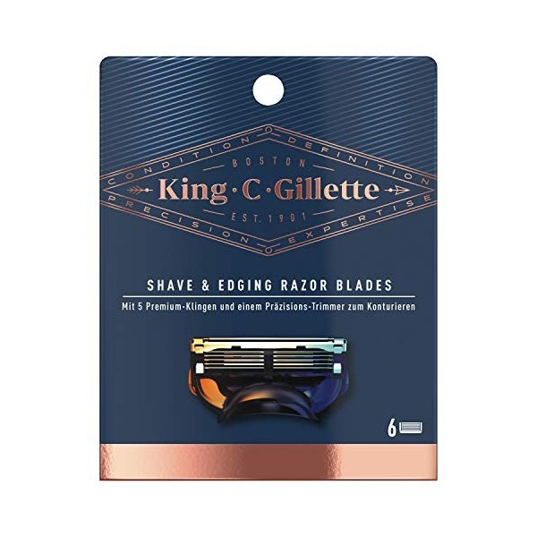 King C.Gillette Lames de rasoir pour homme pour le cou, 6 lames de rechange