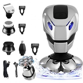 Xnuoyo Rasoir Electrique Tête,Rasoir Électrique 7 En 1,Rasoir à Tête Chauve,Rasoir à Écran Led,Polyvalent 7d,Tondeuse à Barbe