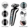 4 in 1 Rasoir Electrique Homme, Sans Fil Rotatives Tondeuse Barbe Barbe Rasoirs Humide & Sec Imperméable avec Nez Trimmer ave