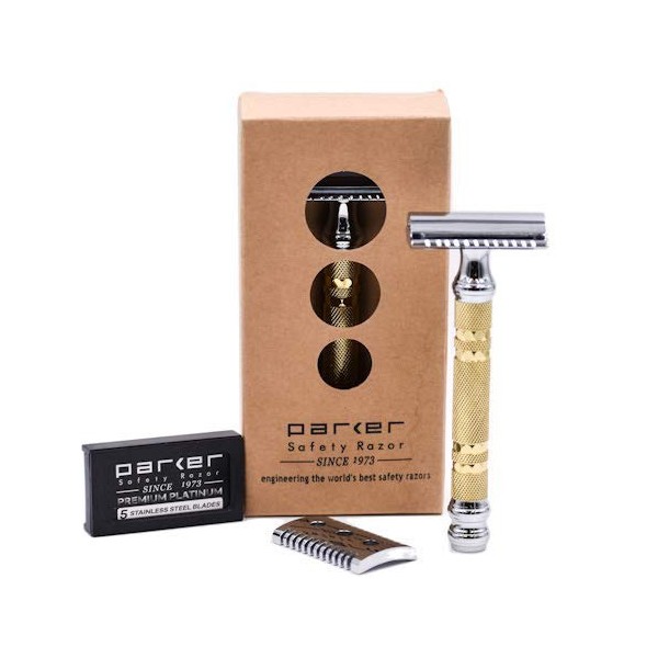 Parker Safety Razor Parker Convertible - double tête Rasoir de sécurité ouvert et fermé peigne tête et Rasoir de Sécurité à