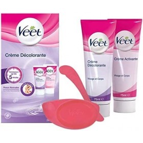VEET Lot de 3 Crèmes Décolorante Visage et Corps 1 étui de 2 tubes de 75 ml