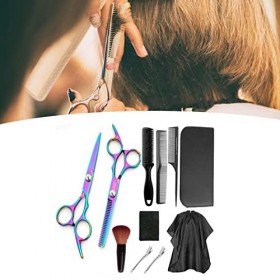 Brosse à cheveux Peigne à cheveux en acier inoxydable Ensemble de ciseaux de coiffure colorés Ciseaux à effiler Ciseaux de co