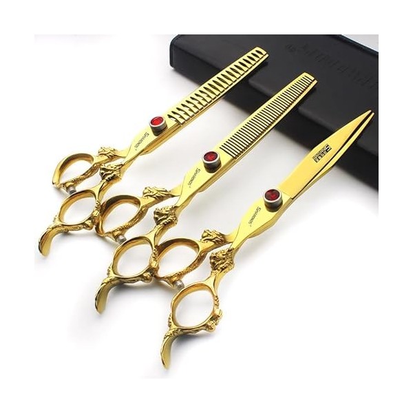 Ciseaux de coiffeur professionnels - 7/7,5/8" - Ciseaux de coiffeur - Or et or noir Ciseaux plats de 8 pouces 