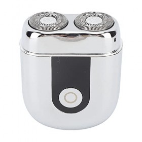 Shanrya Tondeuse à Barbe électrique, ABS Double Tête Rechargeable Lavable Argent 