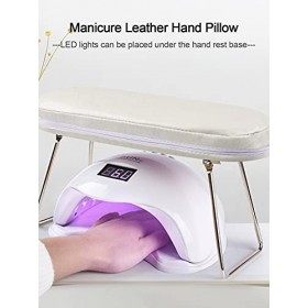 EBANKU Coussins Repose Main Blanc Professionnel Manucure Accoudoirs Oreiller Étanche Conception Fermeture pour les ongles Art