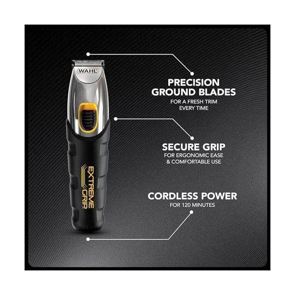 Wahl Extreme Grip Tondeuse à barbe et à barbe pour homme, sans fil, kit de toilettage pour homme, lames de coupe de précision