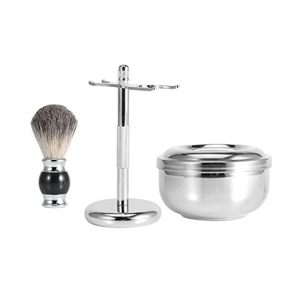 Support de Support Doutil de Rasage Professionnel, Brosse à Cheveux de Faux Blaireau avec Kit de Bol de Tasse de Savon en Al