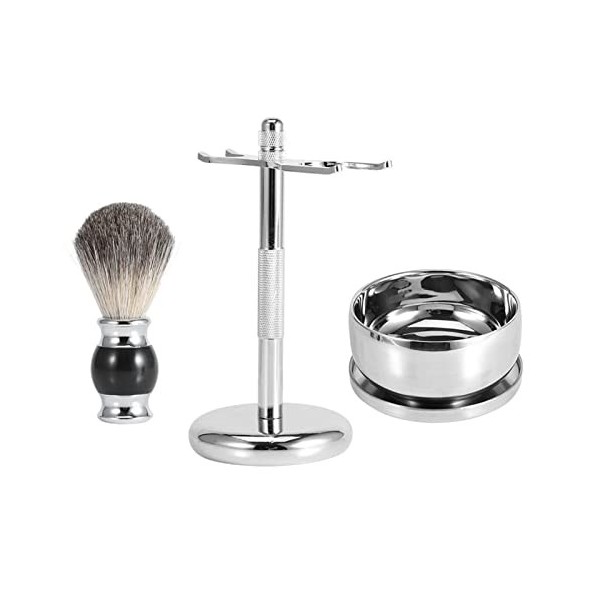 Support de Support Doutil de Rasage Professionnel, Brosse à Cheveux de Faux Blaireau avec Kit de Bol de Tasse de Savon en Al