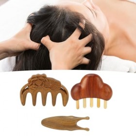 Tung Fook Peigne de Massage du Cuir Chevelu à Dents Larges en Bois pour Réduire le Stress et Prévenir les Frisottis avec Parf